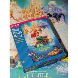 Vtg Disney The Little Mermaid 300 Piece Movie Poster Puzzle Banned Cover 3' X 2'
